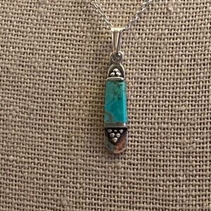 Dainty 925 Sterling Silver and Turquoise Pendant Necklace
